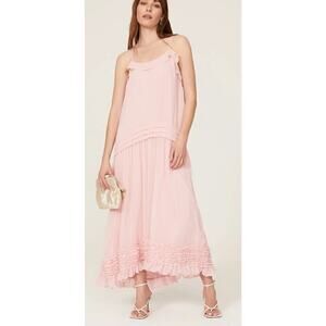 Jason Wu Collective Ruffled Scoop Dress Sleeveless Frill Midi Pink Size 0